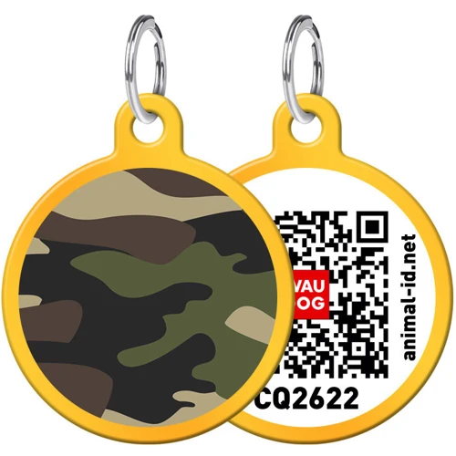 Адреснік WAUDOG Smart ID з QR-паспортом, малюнок "Камо", коло, 25 мм, золото (0625-0102-17)