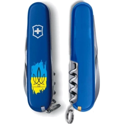 Мультитул Victorinox Spartan Ukraine 91мм/12 функций/синий /Трезубец фигурный на фоне флага (1.3603.2_T1026u): Тип мини-мультитул