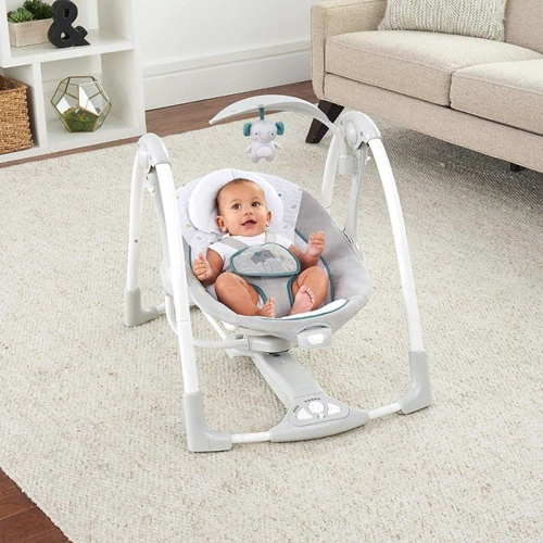 Кресло-качалка Ingenuity ConvertMe Swing-2-Seat (12055): Дополнительные удобства дуга с игрушками, блок с музыкой, контроль скорости движения, звуковое сопровождение, вибрация, сист