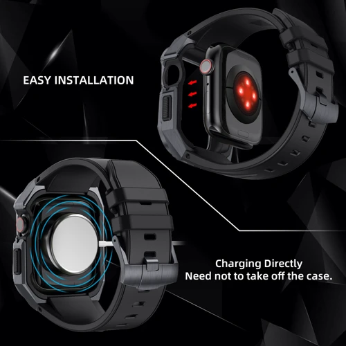 Аксесуар для Watch Rubber TPU with Stainless Steel Case Black/Grey (FLS181113) для Apple Watch 44/45/49mm Ultra фото 5