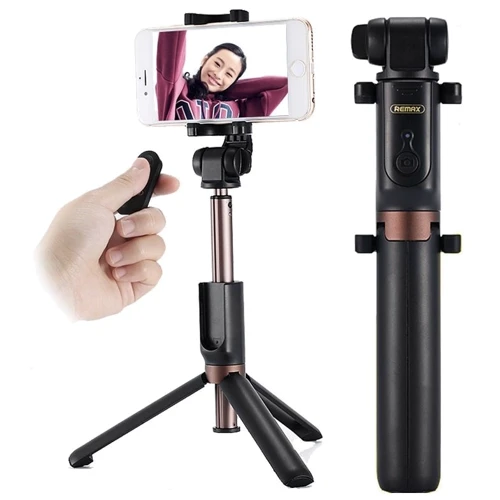 Remax P9 Aluminum Selfie Stick Tripod with Bluetooth 100cm Black: Цвет черный