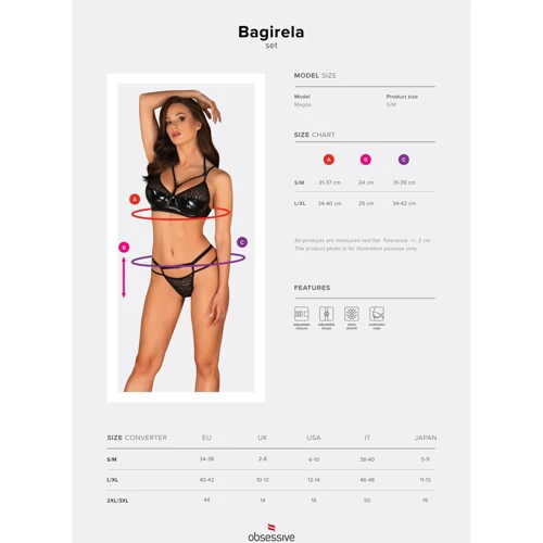 Сексуальный комплект Obsessive Bagirela 2-pcs set black L/XL