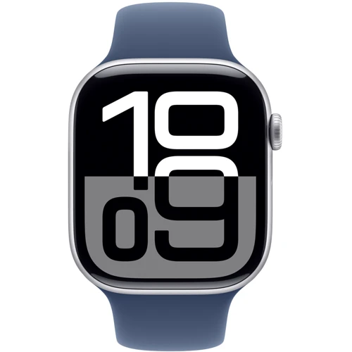 Apple Watch Series 10 46mm GPS Silver Aluminum Case with Denim Sport Band - M/L (MWWM3QH/A) UA: Материал фторэластомер