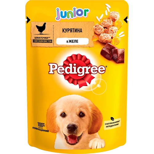 Вологий корм Pedigree для цуценят Курка в желе 24х100г: Тип вологий корм