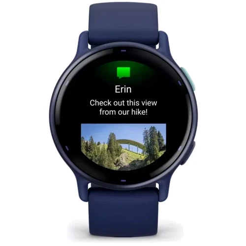 Смарт-часы Garmin Vivoactive 5 Metallic Navy Aluminium Bezel with Navy Case and Silicone Band (010-02862-12): Дисплей 1.2" AMOLED (390x390) / Corning Gorilla Glass 3