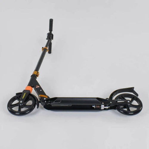 Самокат алюмінієвий Best Scooter c PU колесами і 2 аммортизаторами Black / Orange (85029): Тип гальма ножний