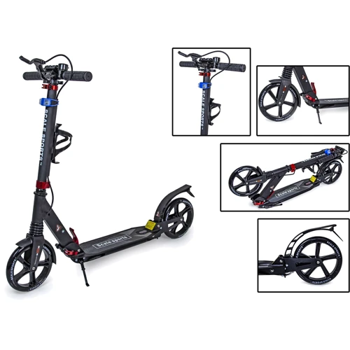 Двухколесный самокат Scale Sports SS-10. Black (ручной тормоз, Led-фонарик) 399829199: Количество колес 2