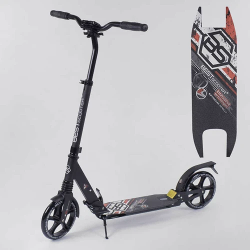 Самокат алюмінієвий Best Scooter з PU колесами, 2 аммортизаторами Black / Red (92087)
