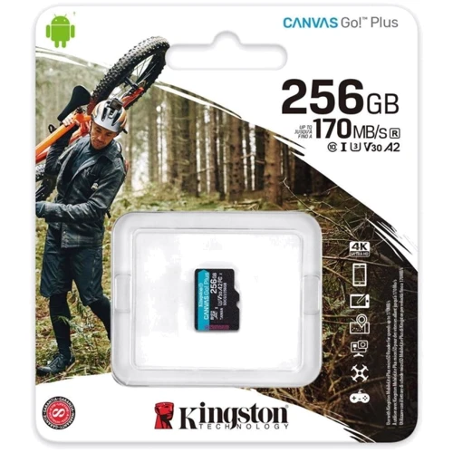 Карта памяти Kingston 256GB microSDXC class 10 A2 U3 V30 Canvas Go Plus (SDCG3/256GBSP): Объем 256 ГБ