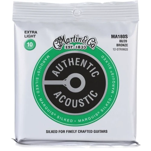 Струна для гитар Струны MARTIN MA180S Authentic Acoustic Marquis Silked 80/20 Bronze Extra Light (10-47)