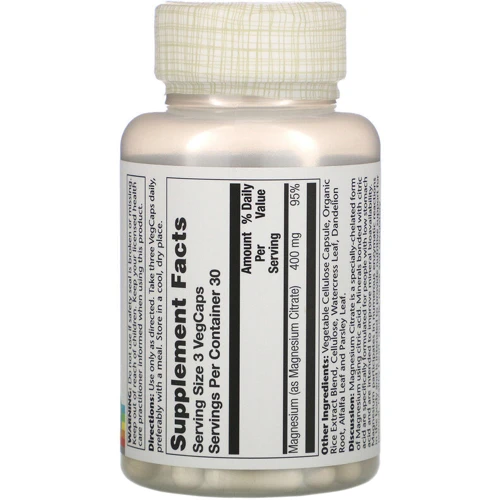 Solaray, Magnesium Citrate, 400 mg, 90 Veg Capsules (SOR46301)