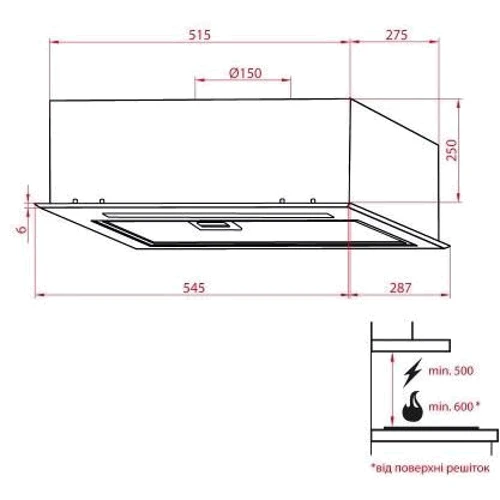 Вытяжка Weilor PBSR 52301 GLASS BL 1100 LED Strip: Управление Сенсорное