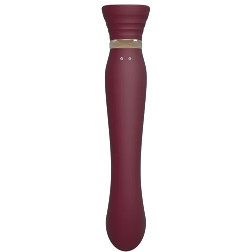 Смартвібратор 3в1 Zalo - Queen Wine Red, пульсуюча перлина та вакуум, кристал Swarovski