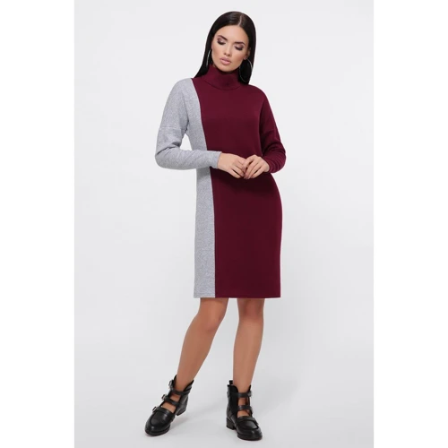 Платье FashionUp PL-1810B 44 бордовое повседневное до середины бедра