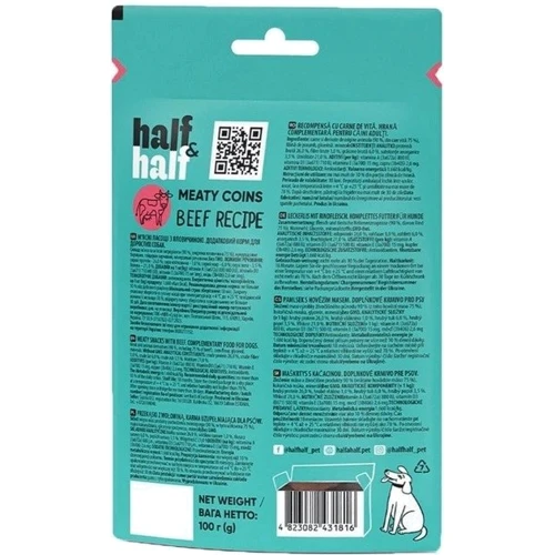Лакомство Half & Half для собак в форме мясных монеток с говядиной 100 г (4823082431816): Тип Снеки