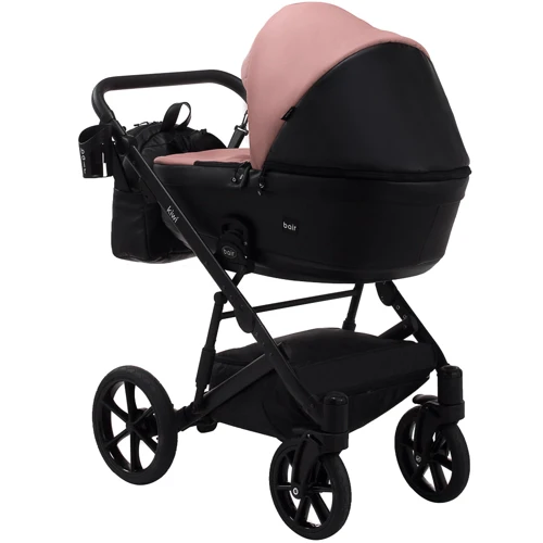 Коляска 2 в 1 Bair Kiwi кожа 100% BK-44/15 розовый (пудра) - черный фото 7