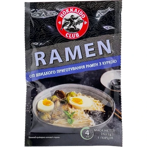Суп быстрого приготовления Рамен Ramen Hokkaido Club 25 g: Технология Сублимация + Сушка