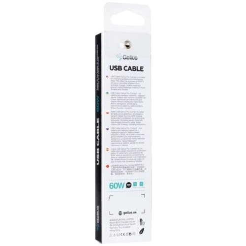 Кабель Gelius Cable USB-C to USB-C Control 60W 2m Black (GP-UC112): Тип USB-C - USB-C