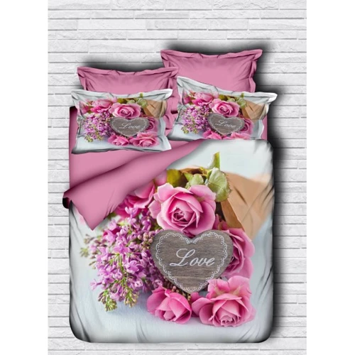 Комплект постельного белья LightHouse Ranforce+3D Tenderness евро розовый (107OZ_2,0)