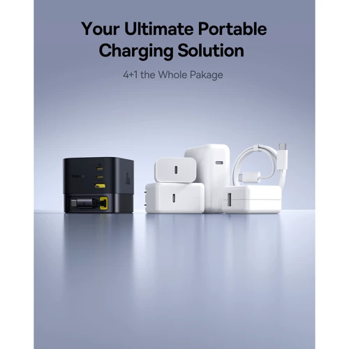 Зарядное устройство Baseus Wall Charger 2xUSB-C+USB GaN Retractable-C 100W Black (P10164001123-00) фото 17
