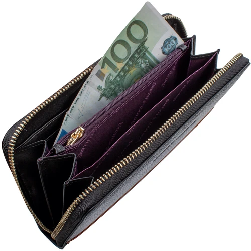 Жіночий гаманець Smith & Canova чорний (FUL-26800-black-tan): Формат гаманця горизонтальний