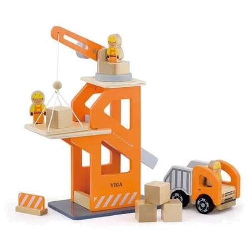 Деревянный игровой набор Viga Toys Подъемный кран и самосвал (51616)