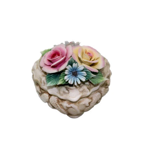 Скринька Скринька фарфорова Серце з квітами (h 6.5 8х7 см) (008-0032)