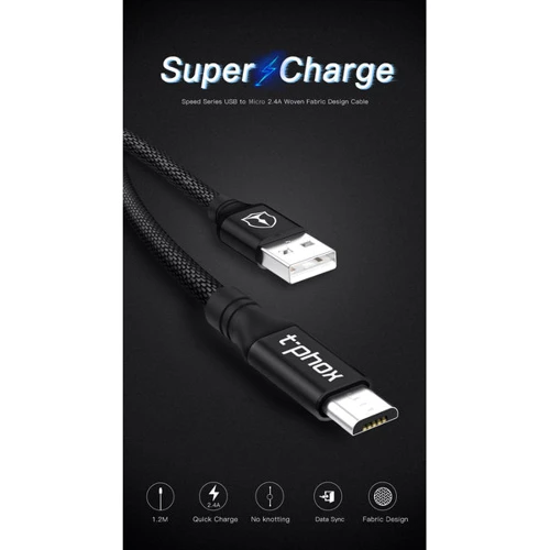 Кабель T-PHOX USB Cable to microUSB Speed 1.2m Black (T-M810 Black): Тип USB Cable - microUSB
