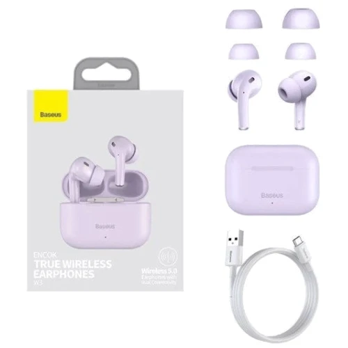 Наушники Baseus Encok W3 Purple (NGTW020405): Тип конструкции вакуумные