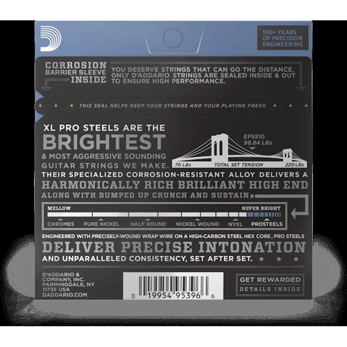 Струна для гитар Гитарные струны D'ADDARIO EPS510 XL PROSTEELS REGULAR LIGHT (10-46): Назначение Для классической гитары