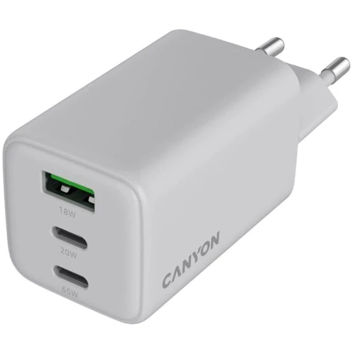 Зарядное устройство Canyon Wall Charger USB+2xUSB-C CU65ACC GaN 65W White (CNS-CUW65ACC)