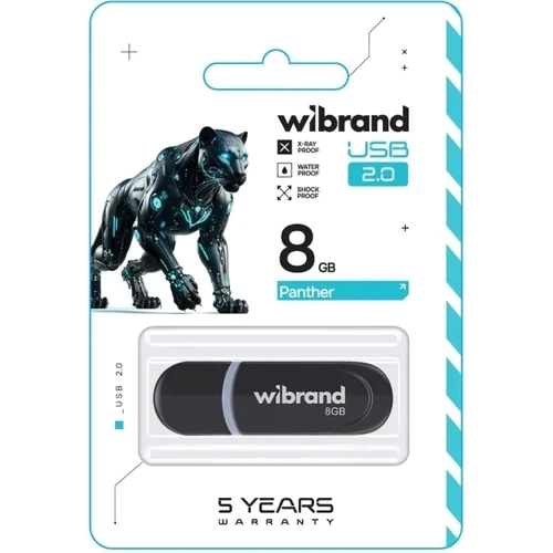 USB-флешка Wibrand 8Gb Panther USB 2.0 Black (WI2.0/PA8P2B): Стандарт USB USB 2.0