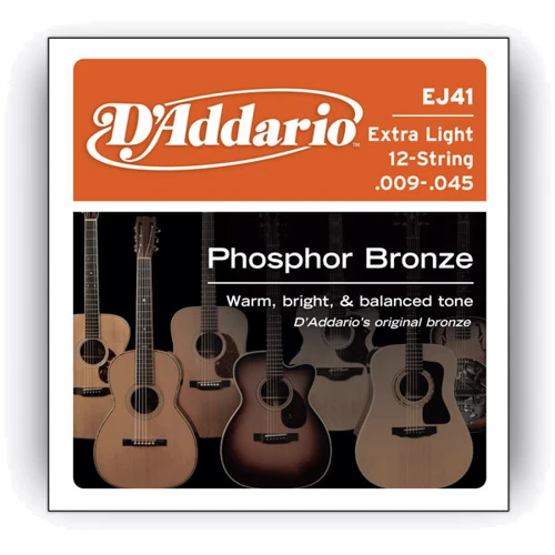 Струна для гитар Струны D`ADDARIO EJ41 PHOSPHOR BRONZE 12-STRING X-LIGHT 09-45