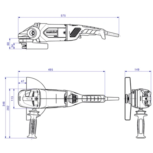 Болгарка (угловая шлифовальная) Metabo WE 24-230 MVT (606469000): Тип машины угловая
