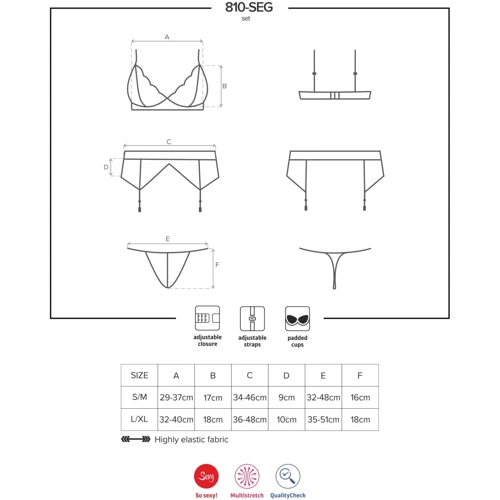 Эротический кружевной комплект Obsessive 810-SEG-2 set white S/M