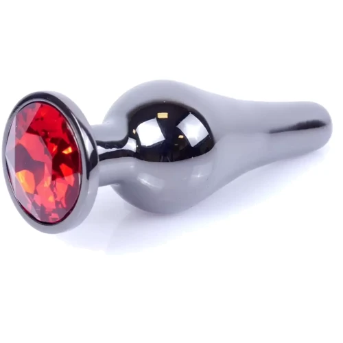 Анальная пробка с кристаллом BOSS of TOYS Boss Series - Jewellery Dark Silver BUTT PLUG Red, BS6400055