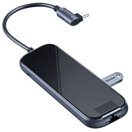 Адаптер Baseus Adapter USB-C to 3xUSB3.0+HDMI+RJ45+USB-C Dark Grey (CAHUB-DZ0G): Колір серый