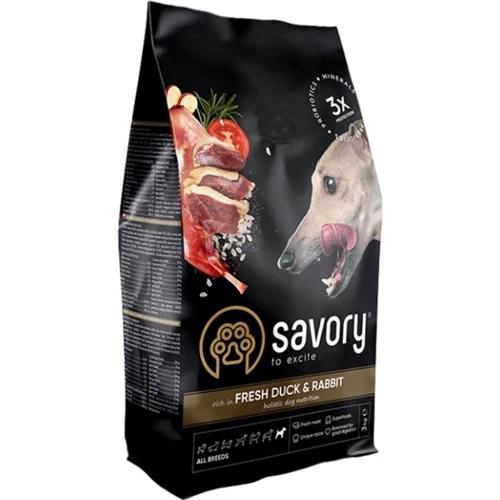 Сухой корм Savory Adult All Breeds rich in Fresh Duck&Rabbit для собак со свежим мясом утки и кроликом 3+1 кг (2700000016800): Тип Сухой корм