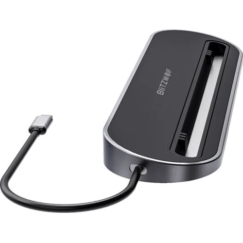 Адаптер BlitzWolf Adapter USB-C to 2xUSB-C+4xUSB+HDMI+VGA+RJ45+3.5mm+SD/TF Black (BW-TH9): Цвет черный