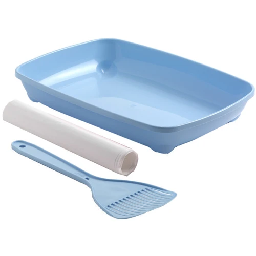 Туалет с бортиком Moderna Arist-o-Tray для котят с лопаткой и пакетами, 27.9x37x6.2 см, голубой (5412087005192)