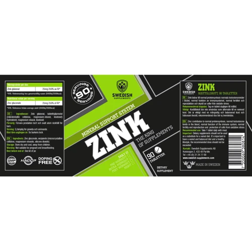 Swedish Supplements Zink 90 tabs: Стать Чоловік