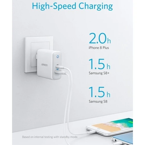Зарядний пристрій ANKER USB Wall Charger PowerPort 2 PD 1xUSB-C/1xUSB Power IQ 2.0 White (A2321L21): Тип мережеве