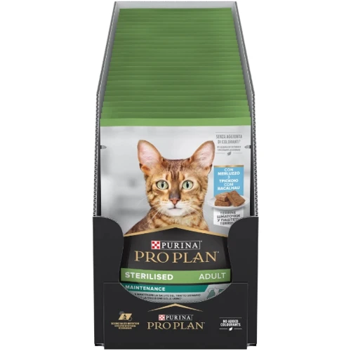 Влажный корм Pro Plan Sterilised Nutrisavour для взрослых стерилизованных кошек с треской. Кусочки в паштете 26х75 г (8445290178800): Класс Супер премиум
