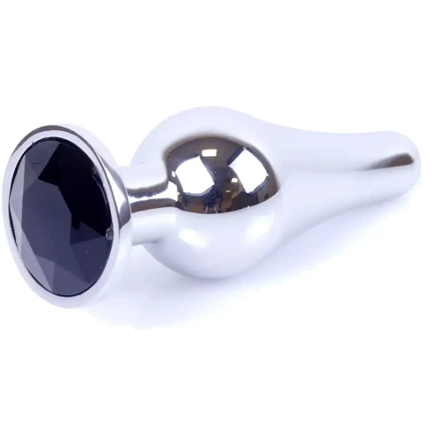 Анальная пробка с кристаллом BOSS of TOYS Boss Series - Jewellery Silver BUTT PLUG Black, BS6400074
