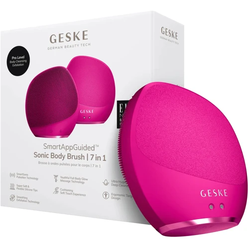 Ультразвуковая щетка для тела и интенсивный пилинг GESKE Sonic Body Brush&Intensive Exfoliator 7в1 magenta
