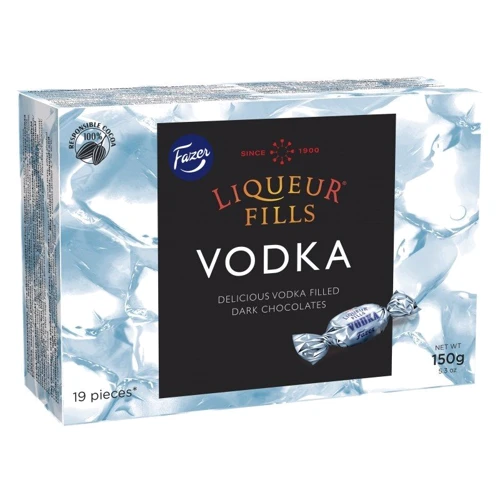 Конфеты шоколадные Fazer Liqueur Fills Vodka Original с водкой 150 г (6416453072589): Вес, г 150