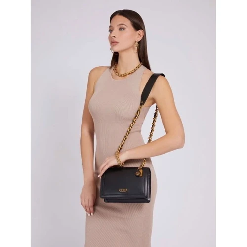 Женская сумка кросс боди GUESS ABEY CROSSBODY FLAP черная (HWVB8558210-BLA): Застежка Магнитная