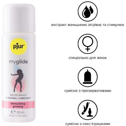 Возбуждающая смазка на водной основе pjur myglide 30 мл, с женьшенем, тепло+покалывание