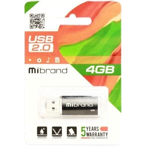 USB-флешка Mibrand 4GB Cougar USB 2.0 Black (MI2.0/CU4P1B): Стандарт USB USB 2.0