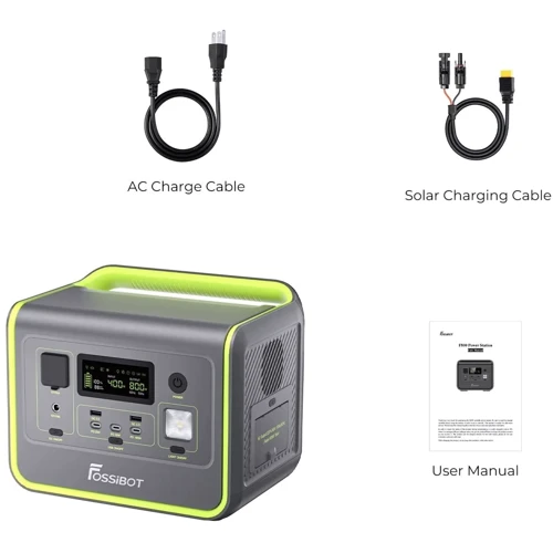Зарядная станция Fossibot F800 512Wh 800W Green: Разъемы для подзарядки Зарядка от солнечной панели, Зарядка от сети, Зарядка от автомобиля, DC-разъем
